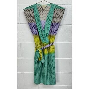 Presley Skye Silk Faux Wrap Dress Multicolor Polka Dot / Women's XS